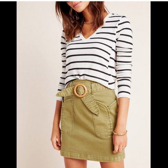 Anthropologie Vicky Thermal Waffle V Neck Tunic T.LA NWT Small Striped White Top - Picture 3 of 16